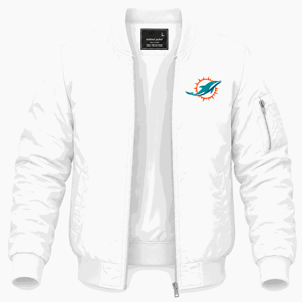 Men's Miami Dolphins Lightweight Bomber Jacket - White