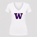 Women's Washington Huskies V Neck T-Shirt in white