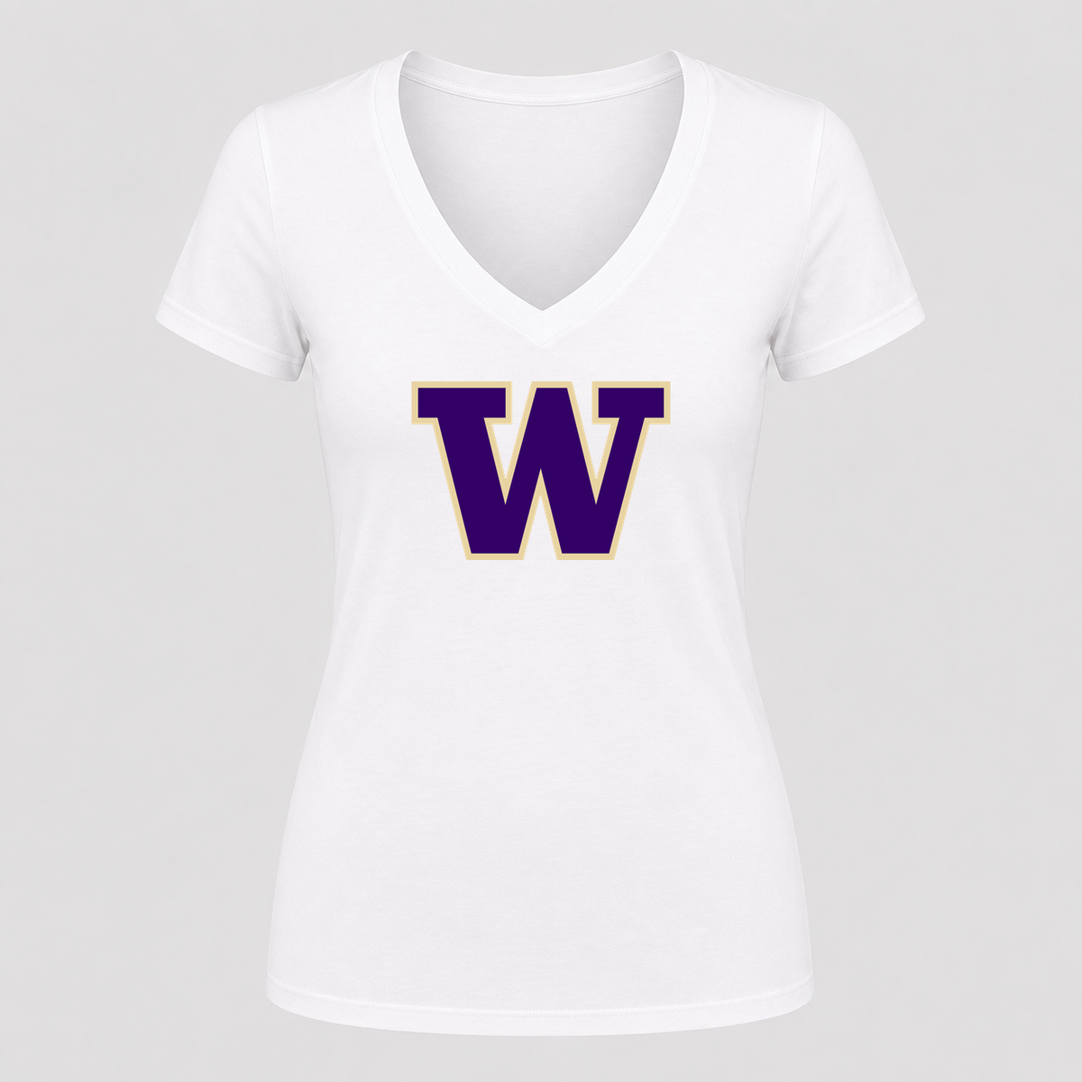 Women's Washington Huskies V Neck T-Shirt in white