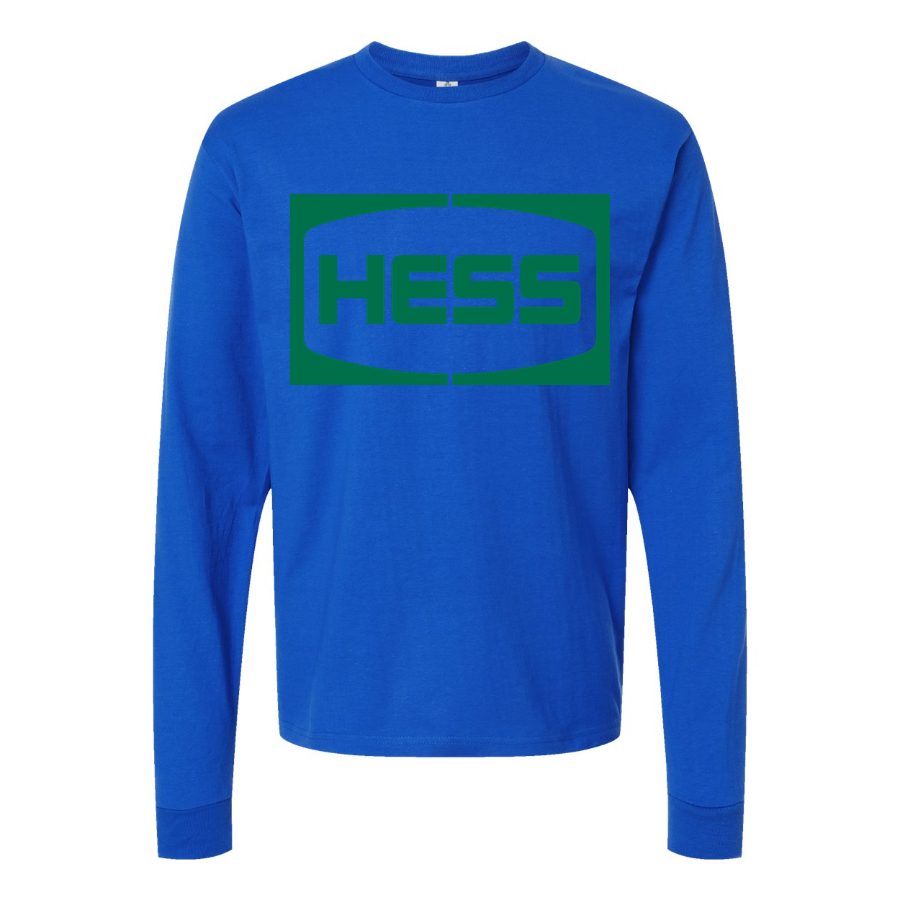 Men's Hess-Logo Long sleeves Cotton Blend T-Shirt - Blue