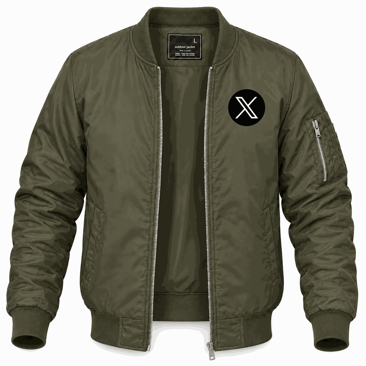 Men's Twitter X Lightweight Bomber Jacket - Army Green