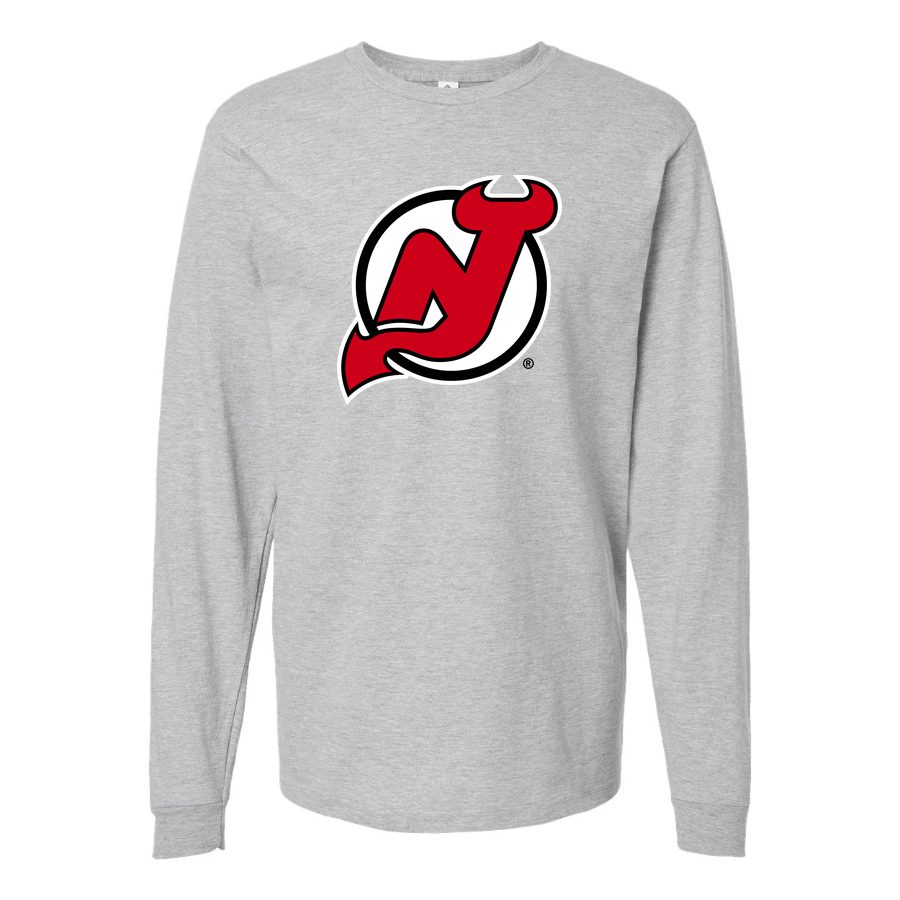 Men's New Jersey Devils Long sleeves Cotton Blend T-Shirt - Gray