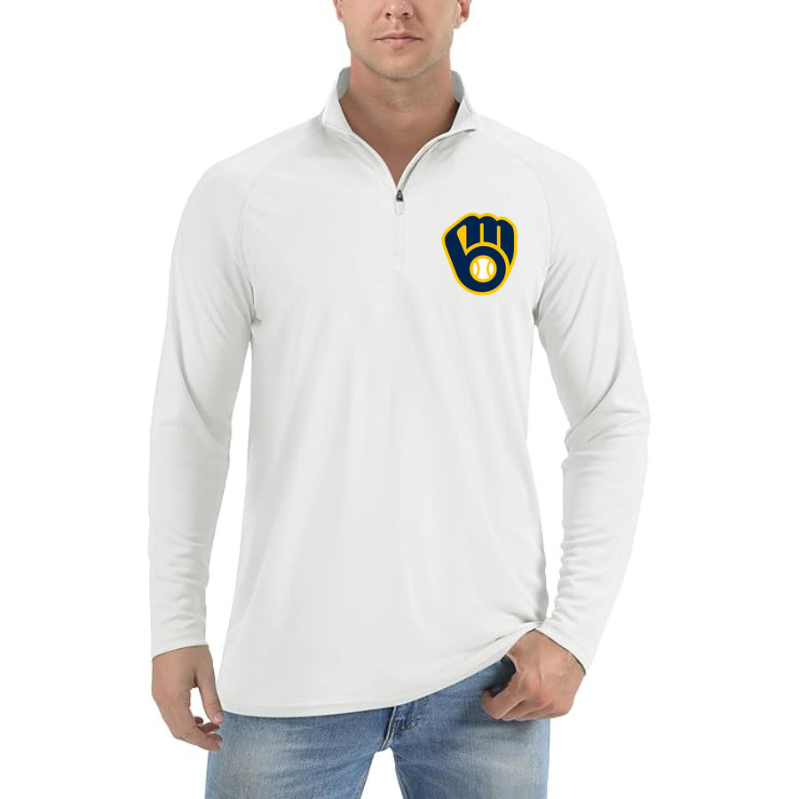 Milwaukee Brewers quarter-zip athletic shirt in White