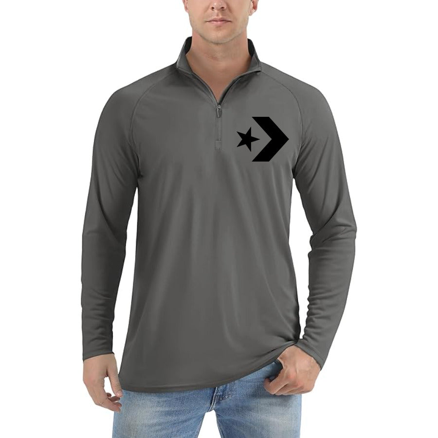 Converse logo quarter-zip athletic shirt in Dark Gray