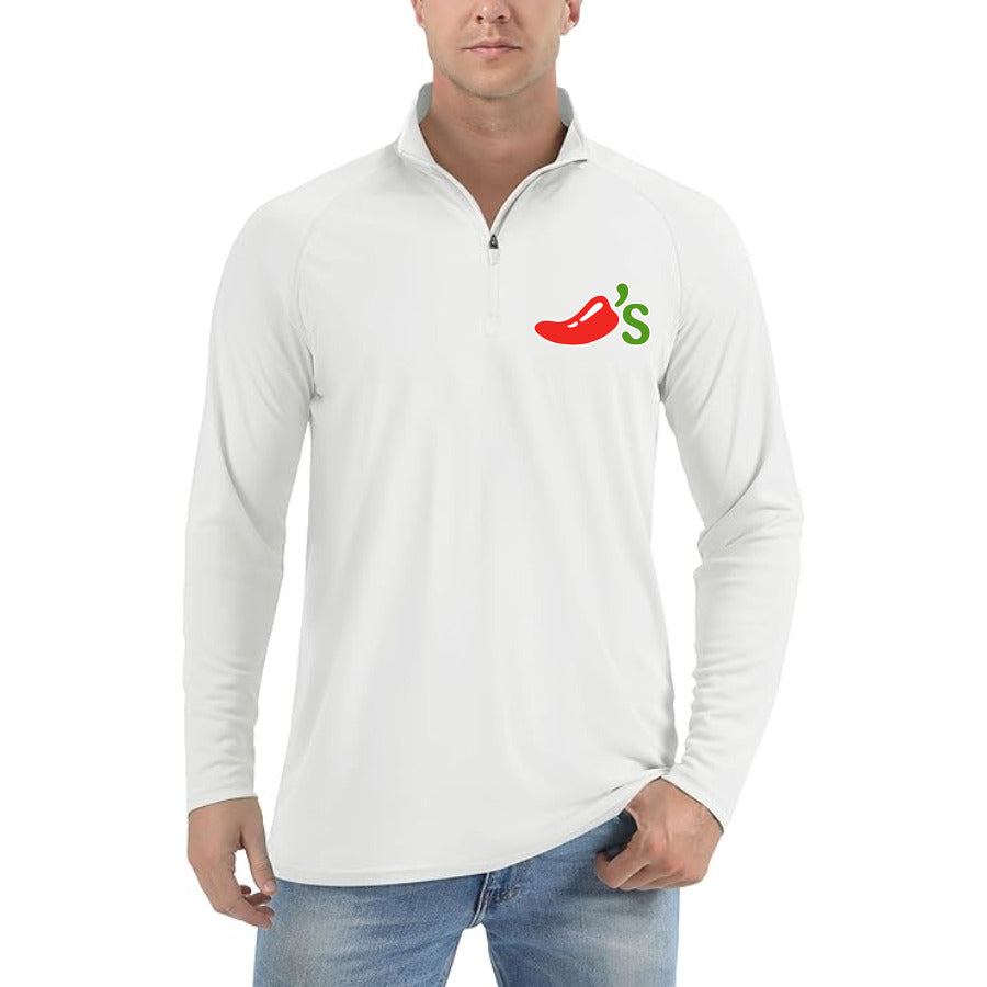 Chilis logo quarter-zip athletic shirt in White
