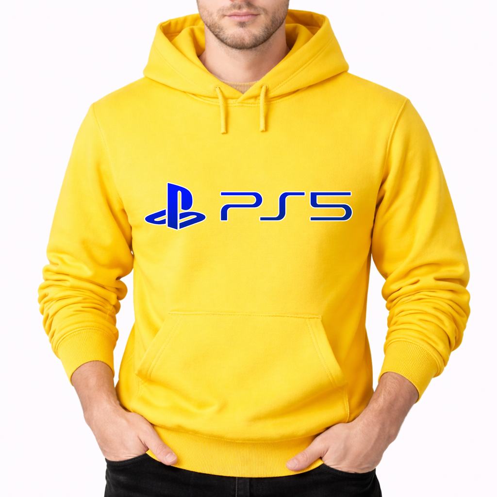 Men's PS5 Blue Pullover Hoodie - Yellow
