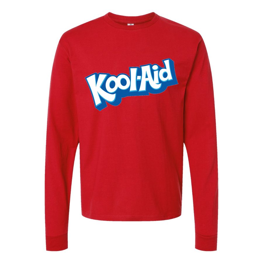 Men's Kool aid brand logo Long sleeves Cotton Blend T-Shirt - Red