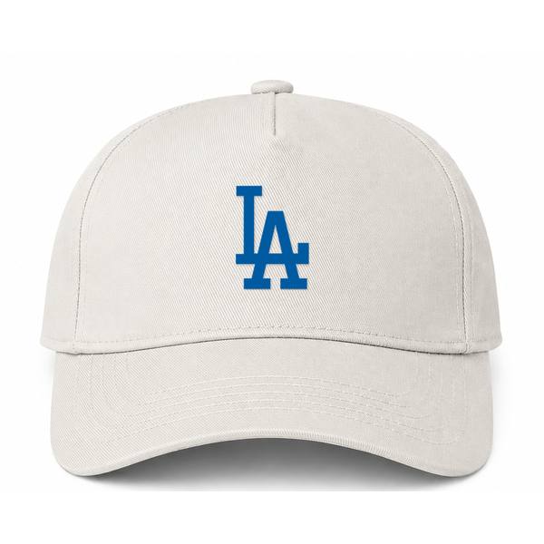 Los Angeles Dodgers MLB Logo Beige Dad Baseball Cap Hat