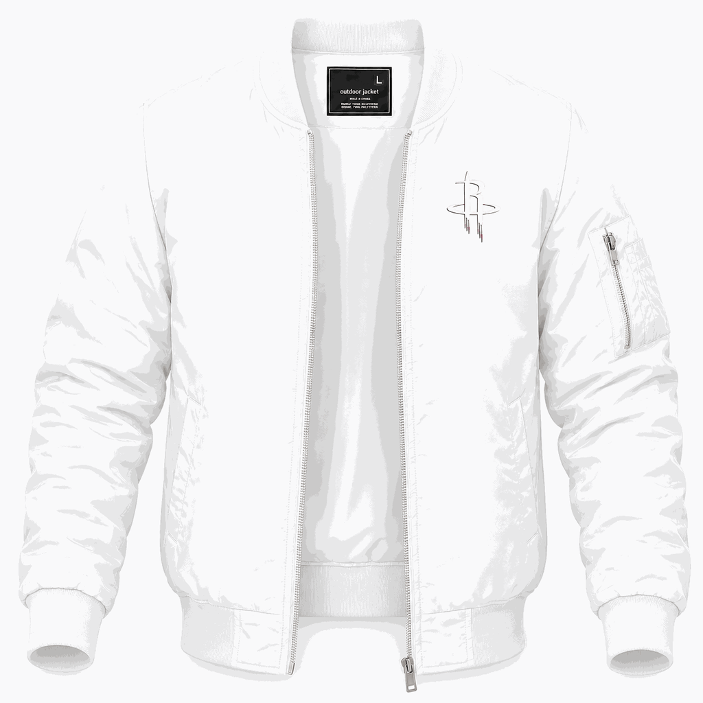 Men's Houston Rockets Army Green Lightweight Bomber Jacket - White