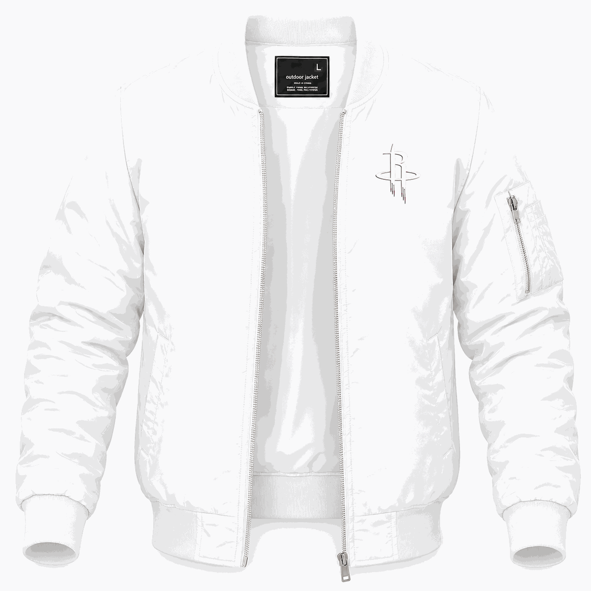 Men's Houston Rockets Army Green Lightweight Bomber Jacket - White