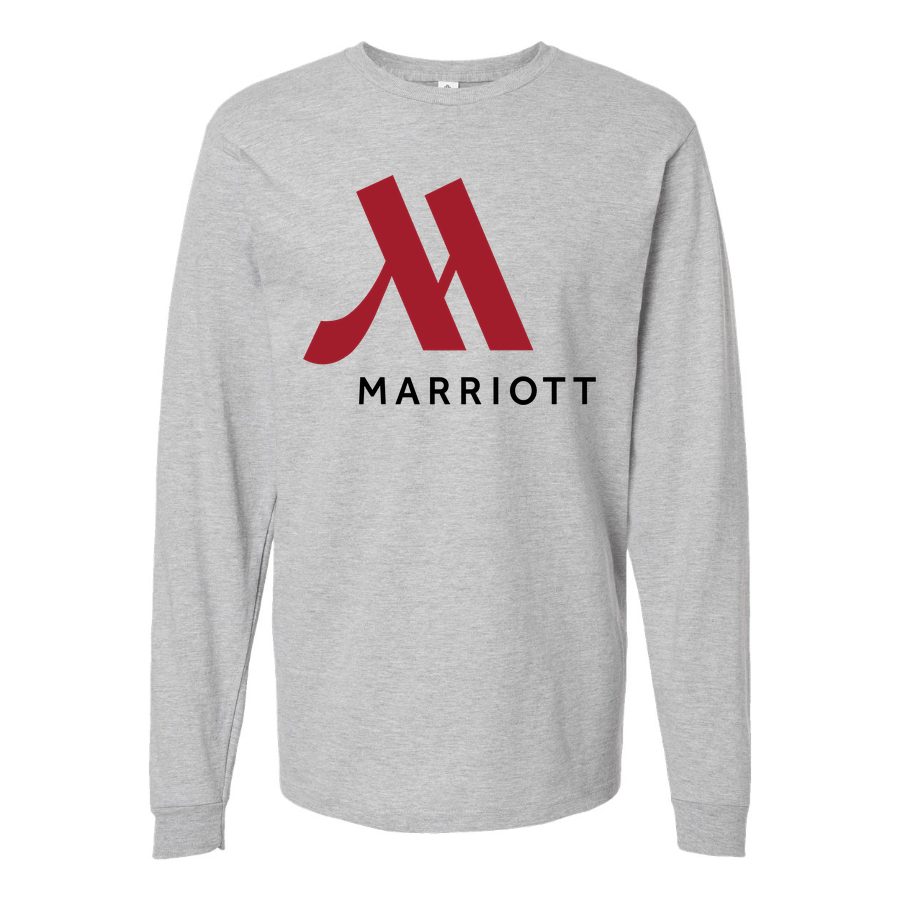 Men's Marriott-logo-1536x864 Long sleeves Cotton Blend T-Shirt - Gray