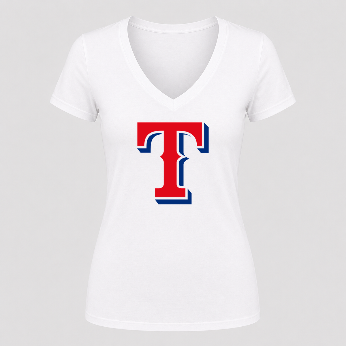Women's Texas Rangers V Neck T-Shirt in white