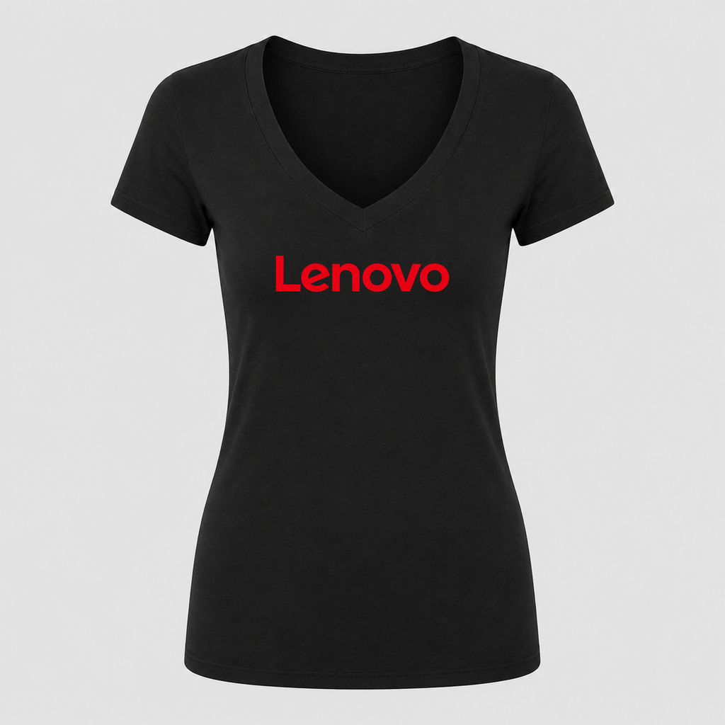 Women's Lenovo V Neck T-Shirt in black
