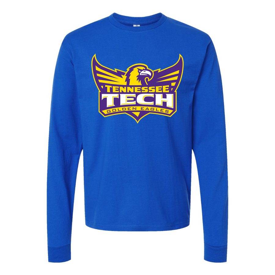 Men's Tennessee Tech Golden Eagles Logo Long sleeves Cotton Blend T-Shirt - Blue