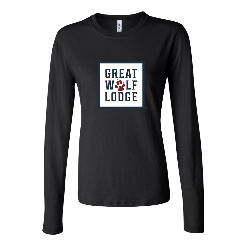Women's Great Wolf Lodge logo 1536x864 Long Sleeve T-Shirt - Black