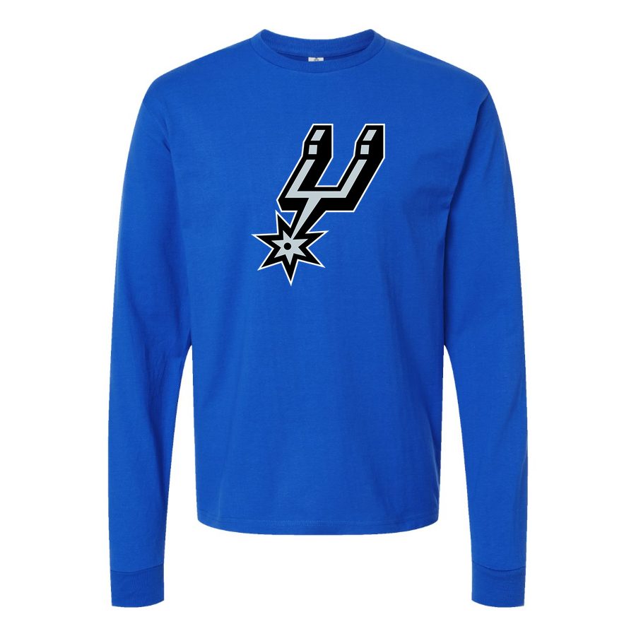 Men's San Antonio Spurs Long sleeves Cotton Blend T-Shirt - Blue
