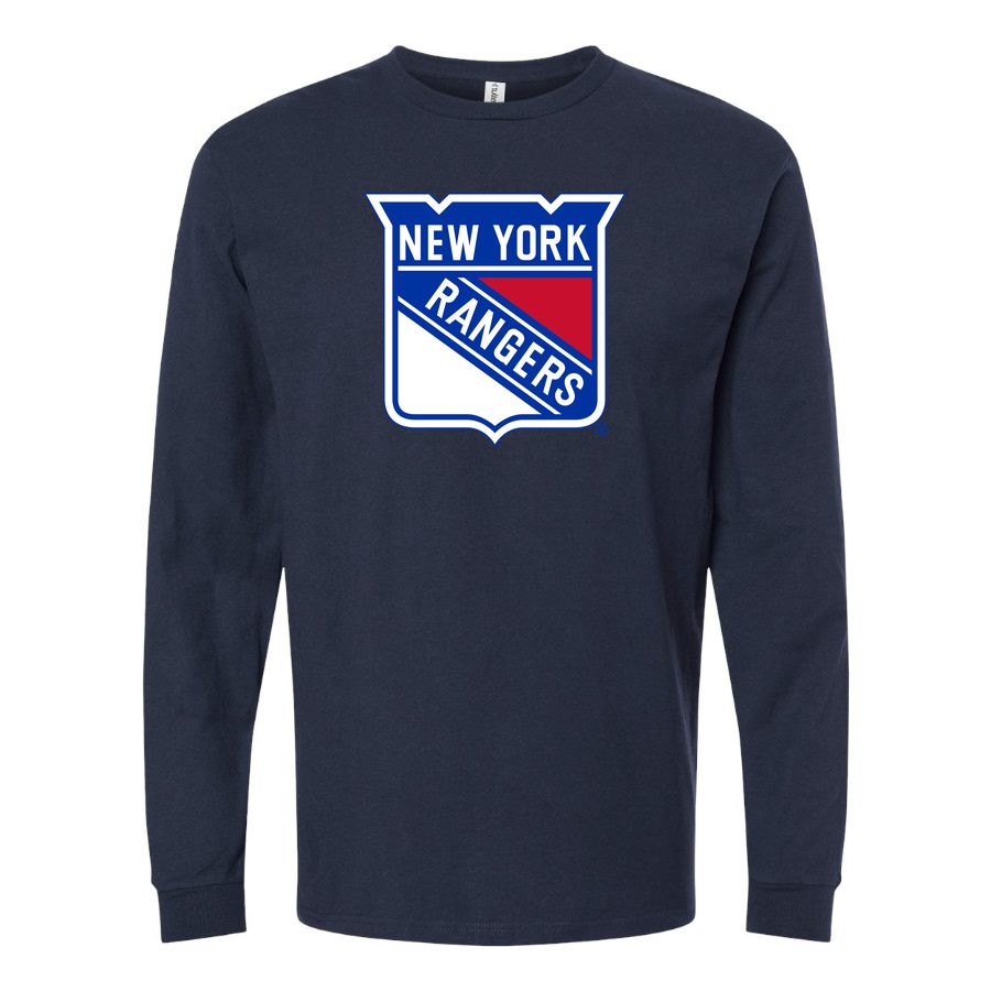 Men's New York Rangers Long sleeves Cotton Blend T-Shirt - Navy