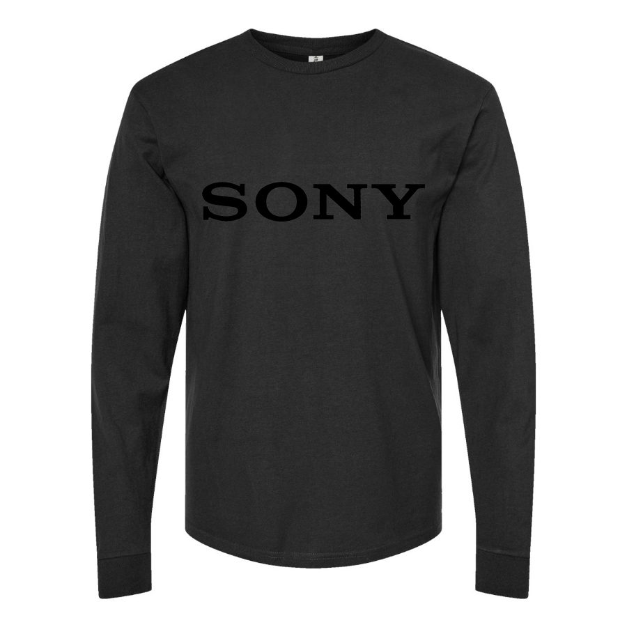 Men's Sony Black Logo Long sleeves Cotton Blend T-Shirt - Black