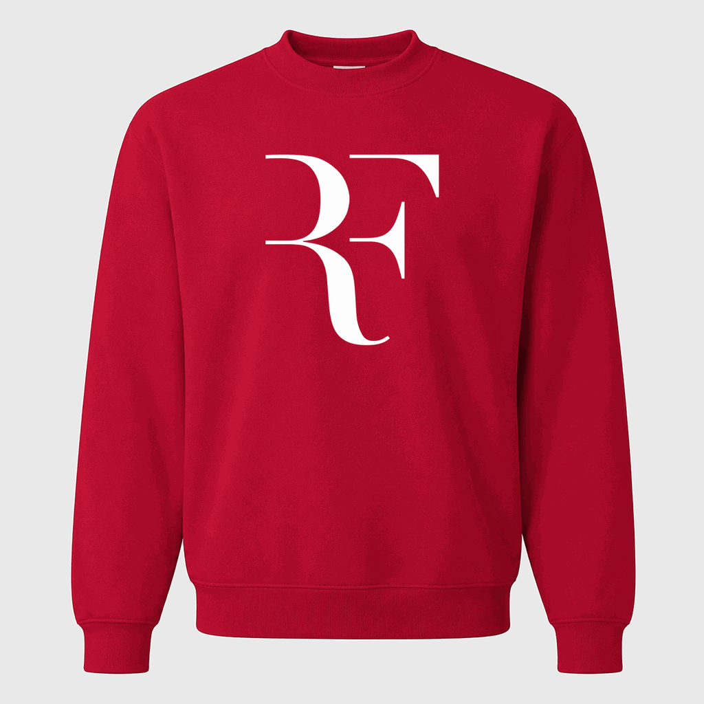 Men's Roger Federer White Logo Crewneck Sweatshirt - Red