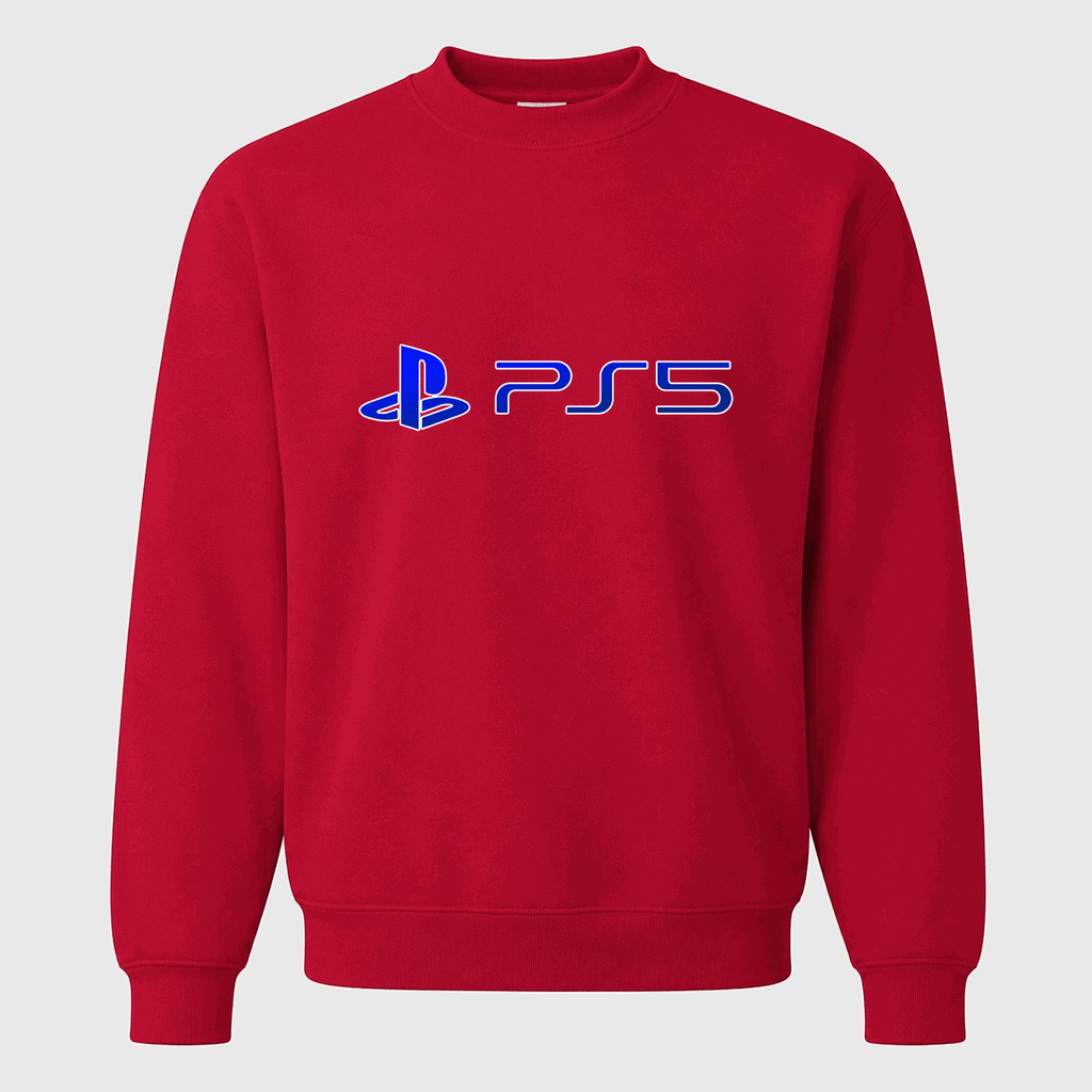 Men's PlayStation 5 Blue Logo Crewneck Sweatshirt - Red
