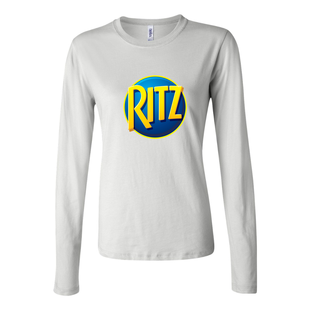 Women's Ritz Mondelez Logo food 1536x864 Long Sleeve T-Shirt - White