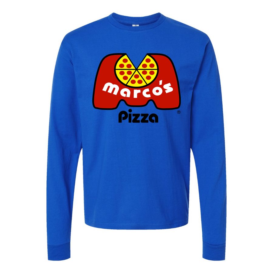 Men's Logo-Marcos-Pizza-1536x864 Long sleeves Cotton Blend T-Shirt - Blue