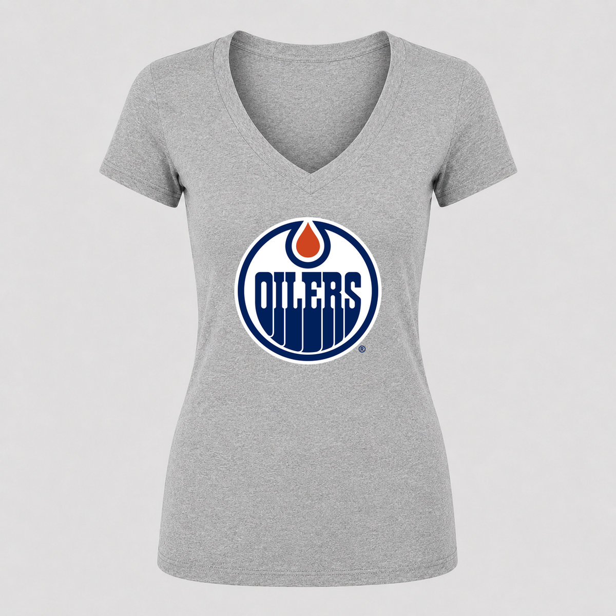 Women's Edmonton Oilers V Neck T-Shirt in gray