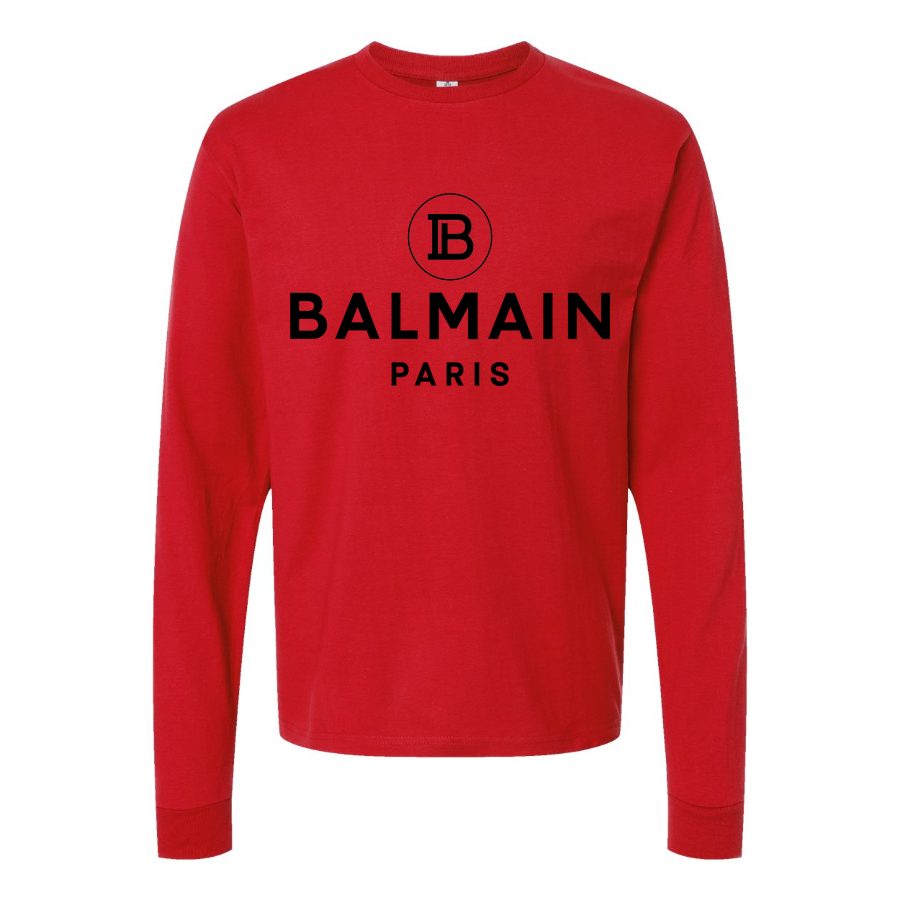 Men's Balmain Paris Long sleeves Cotton Blend T-Shirt - Red