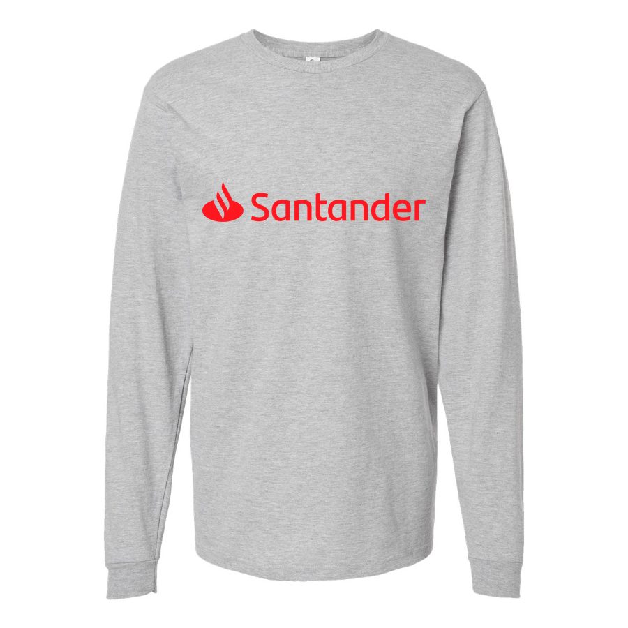 Men's Santander-Logo-1536x864 Long sleeves Cotton Blend T-Shirt - Gray
