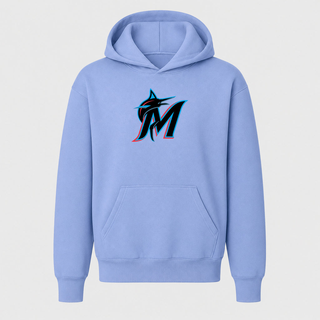 Youth Miami Marlins Pullover Hoodie - Light Blue
