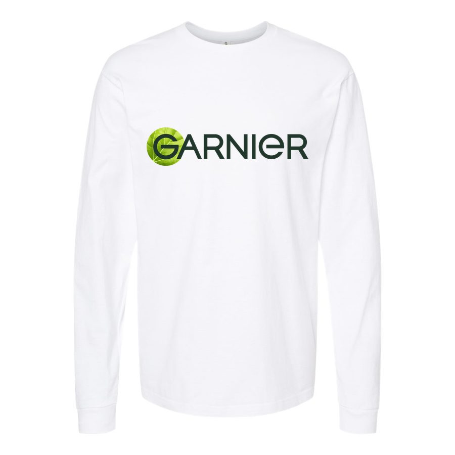 Men's Garnier-logo-1536x864 Long sleeves Cotton Blend T-Shirt - White