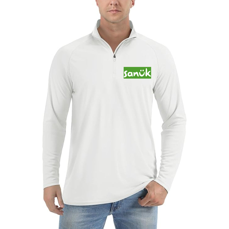 Sanuk Logo quarter-zip athletic shirt in White
