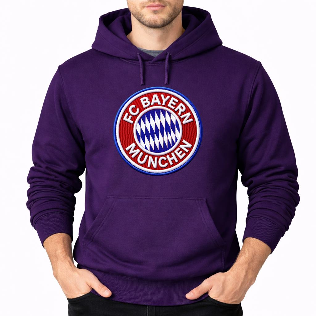 Men's FC Bayern Munich Soccer Embroidery Pullover Hoodie - Purple