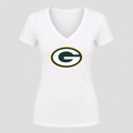 Women's Green Bay Packers V Neck T-Shirt in white