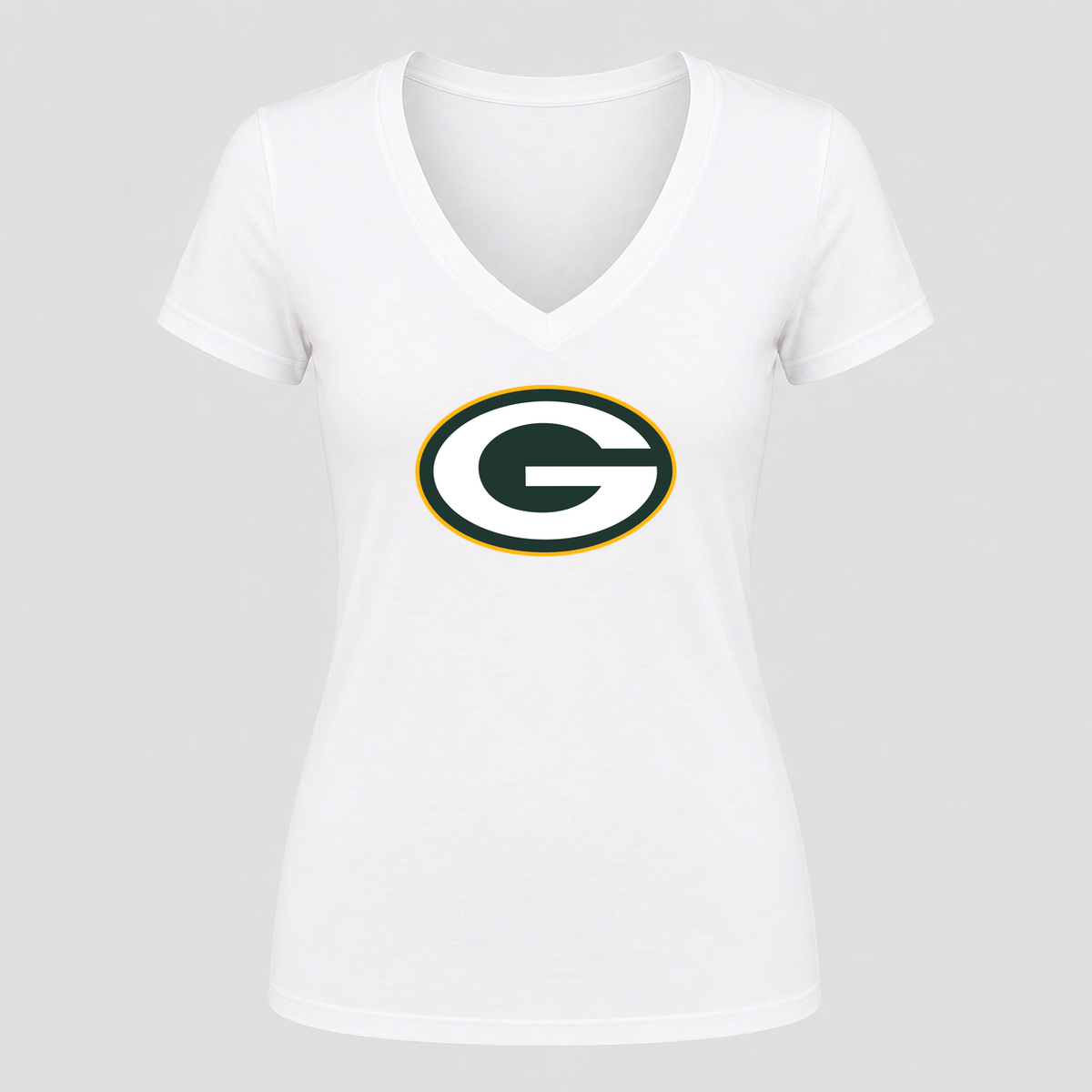 Women's Green Bay Packers V Neck T-Shirt in white