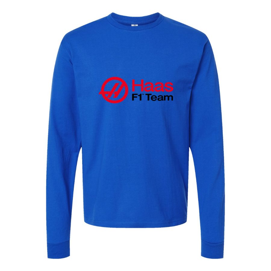 Men's Haas F1 Team Long sleeves Cotton Blend T-Shirt - Blue