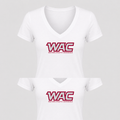 Women's Western Athletic Conference Alternate Design V Neck T-Shirt in white