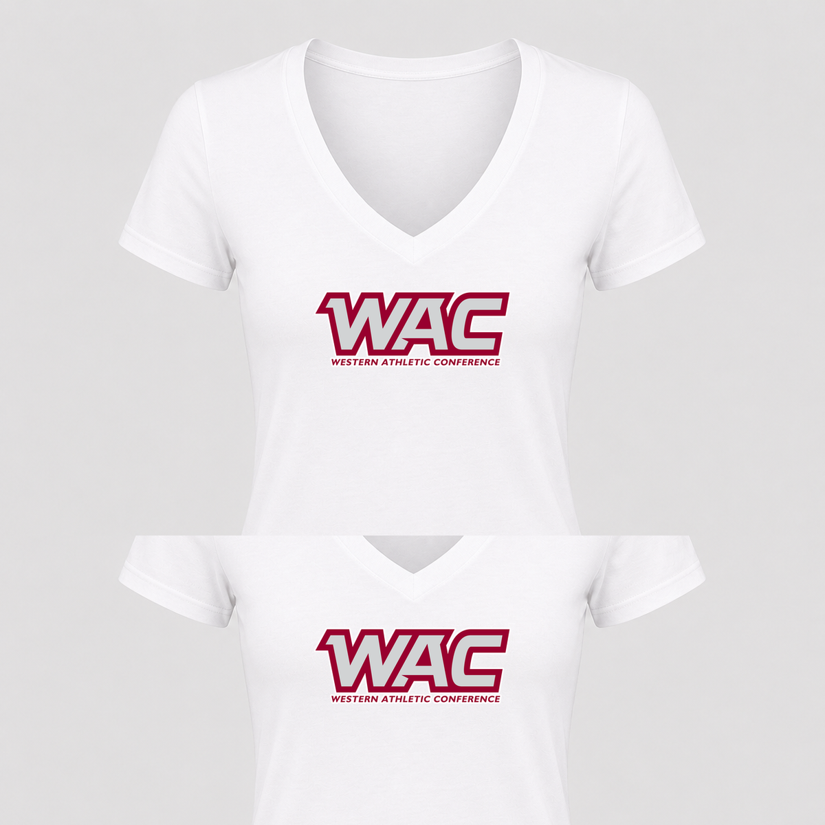 Women's Western Athletic Conference Alternate Design V Neck T-Shirt in white