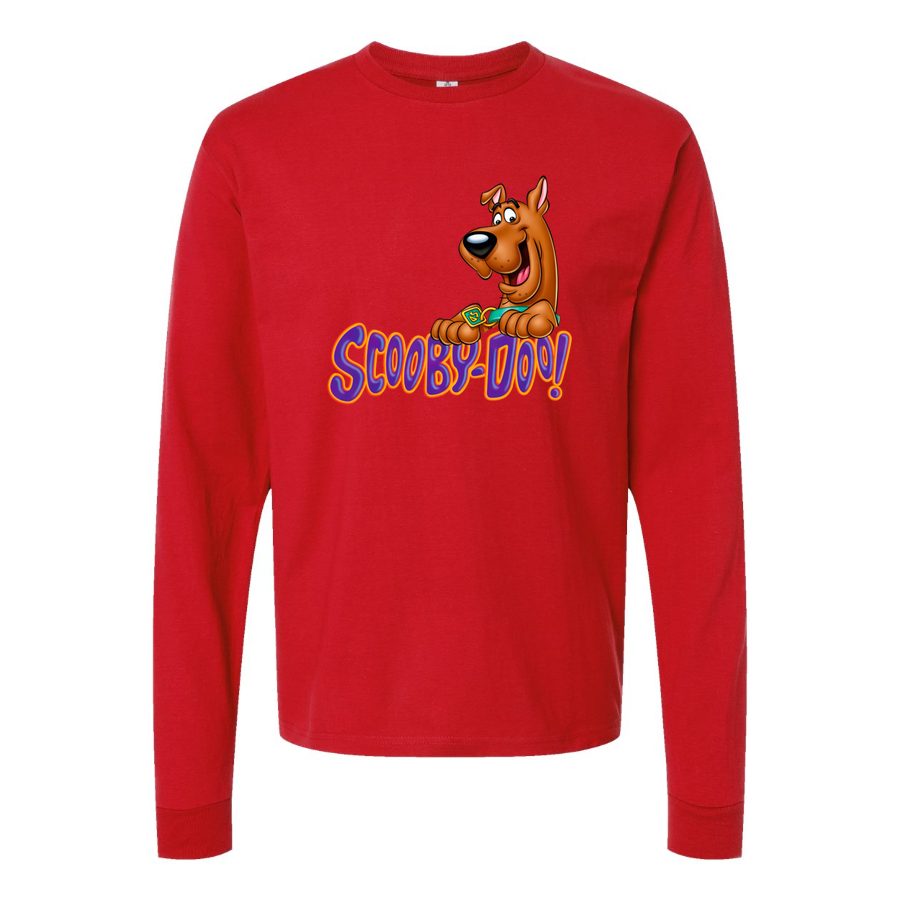 Men's Scooby-Doo-Logo-768x432 Long sleeves Cotton Blend T-Shirt - Red