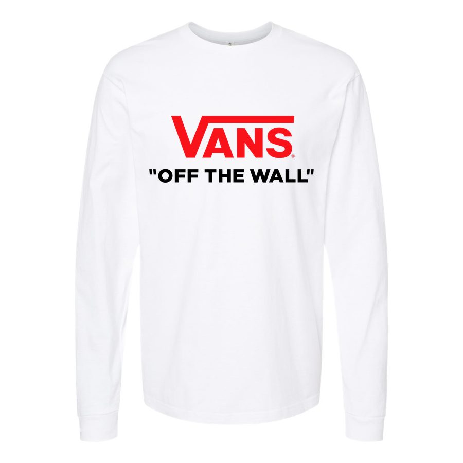 Men's Vans-logo-1024x576 Long sleeves Cotton Blend T-Shirt - White