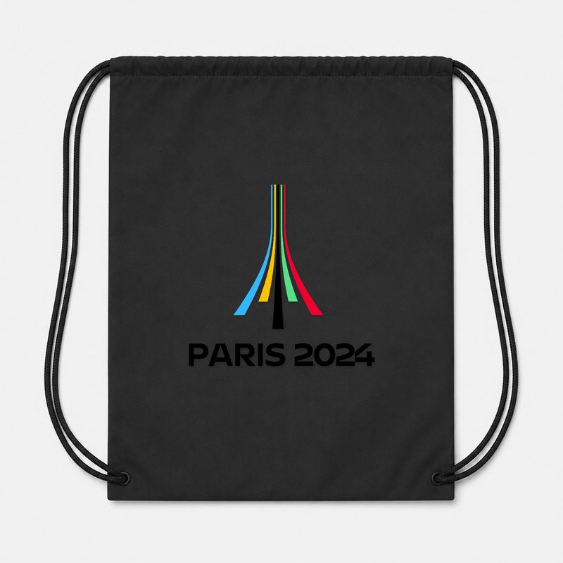 Paris 2024 Olympics Black Drawstring Bag - Black