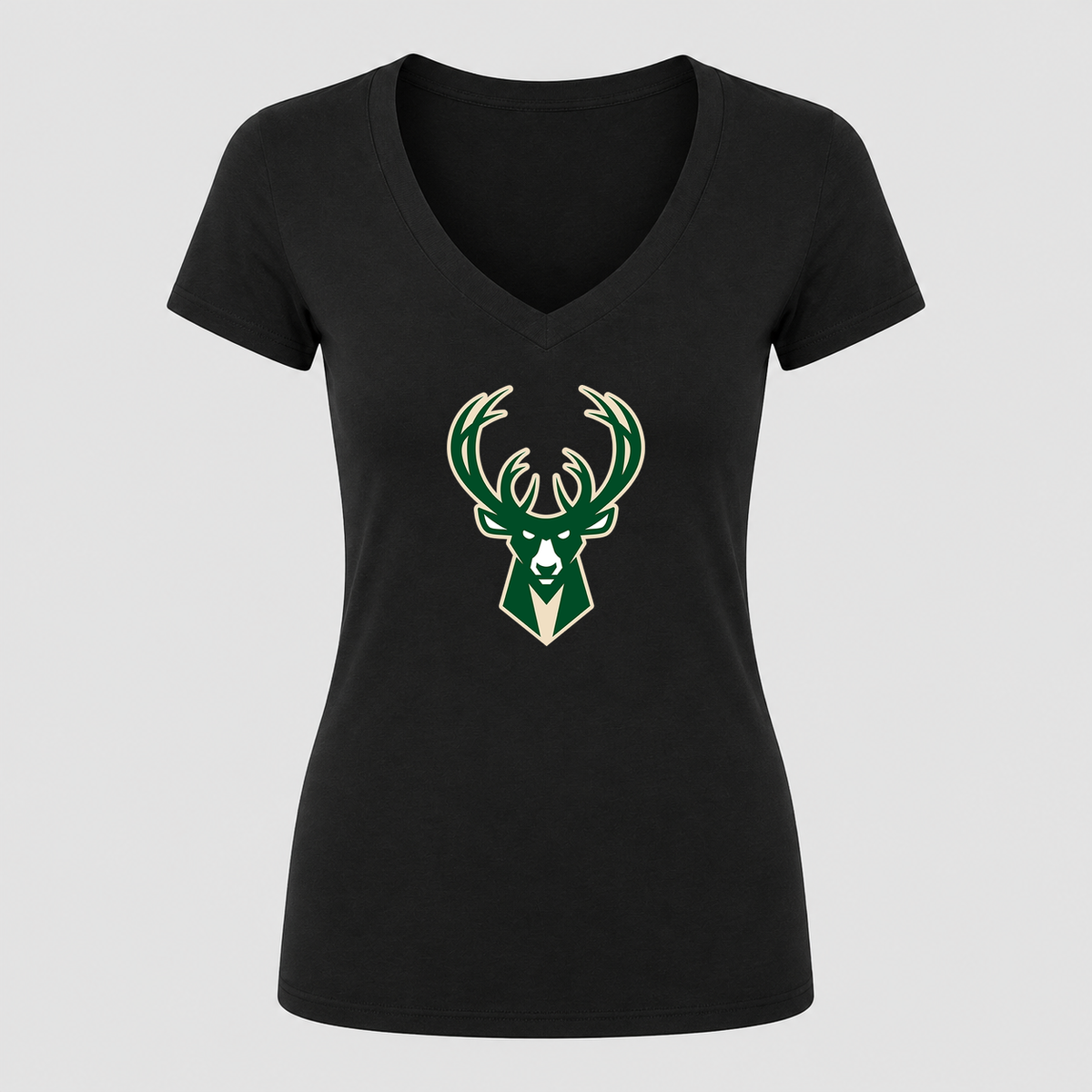 Women's Milwaukee Bucks V Neck T-Shirt in black