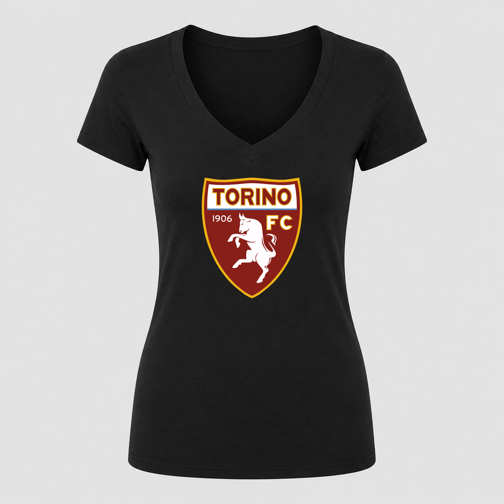 Women's Torino Soccer V Neck T-Shirt in black