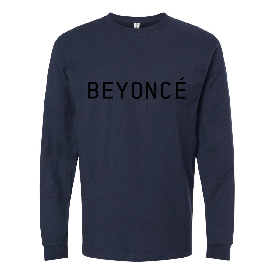 Men's Beyonce-Logo Long sleeves Cotton Blend T-Shirt - Navy