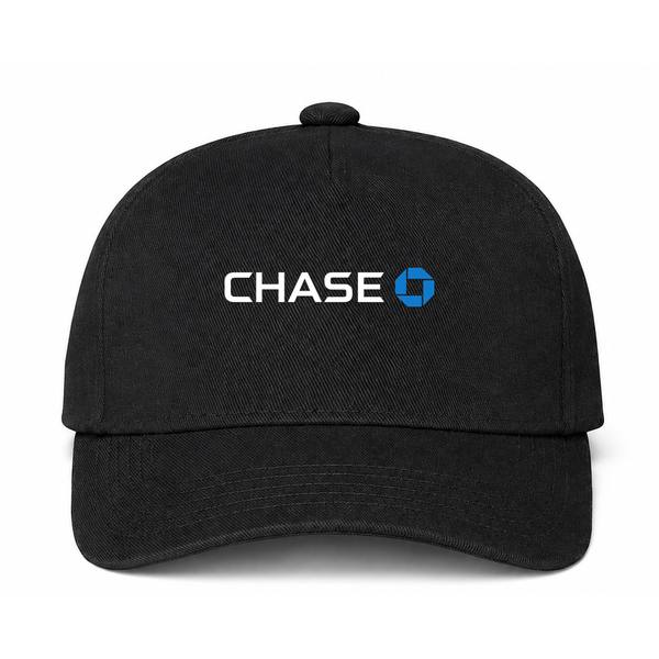 Chase Bank White Logo Black Dad Baseball Cap Hat