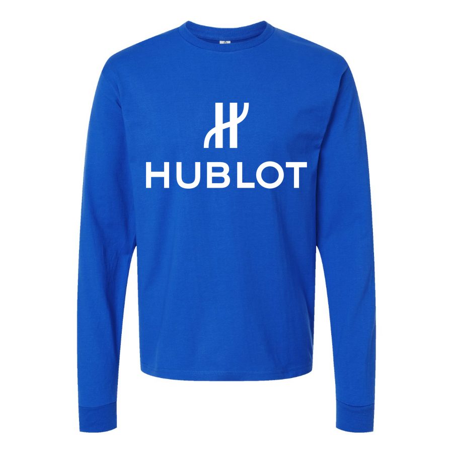 Men's Hublot logo White Long sleeves Cotton Blend T-Shirt - Blue