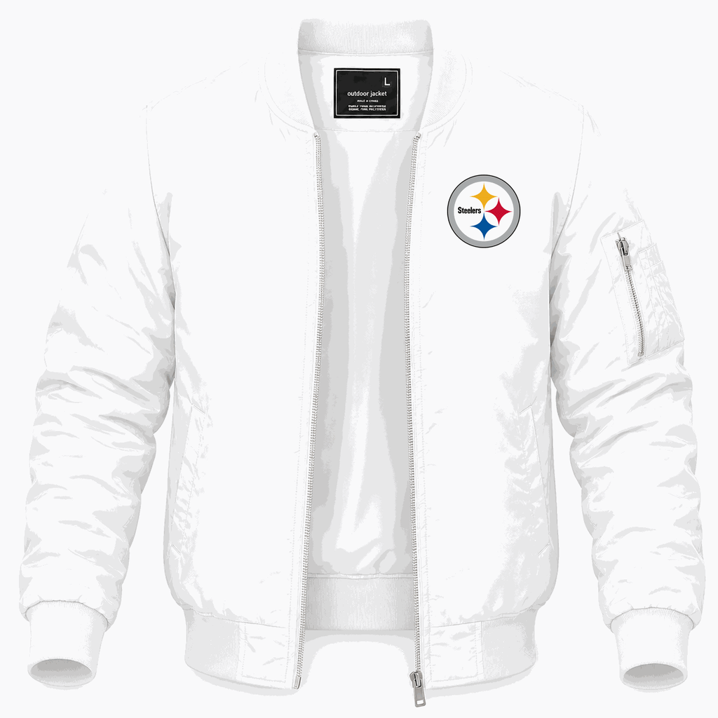 Men's Pittsburgh Steelers Lightweight Bomber Jacket - White
