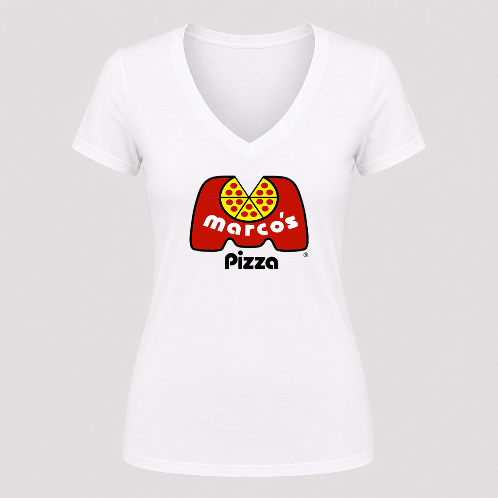 Women's Marco’s Pizza V Neck T-Shirt in white