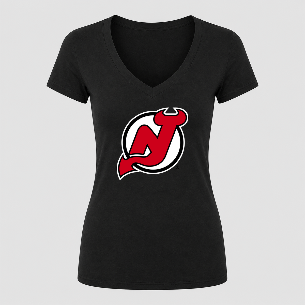 Women's New Jersey Devils V Neck T-Shirt in black