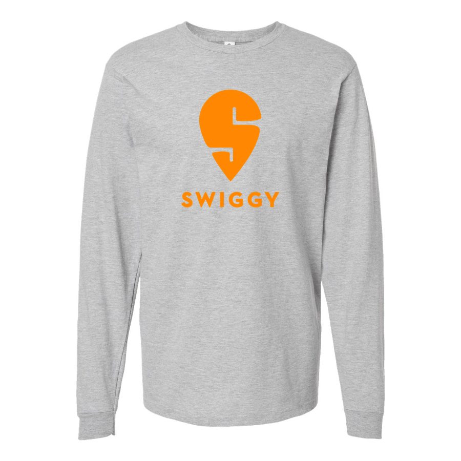 Men's Logo-Swiggy-1536x864 Long sleeves Cotton Blend T-Shirt - Gray